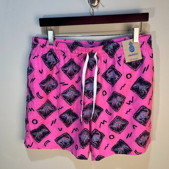 NWT Chubbies Men's pink alligators Swim Trunks XL 5.5" inseam shorts NEW - Picture 1 of 7